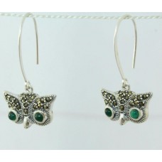 925 sterling silver earrings with green onyx Gemstones 1.5 inch